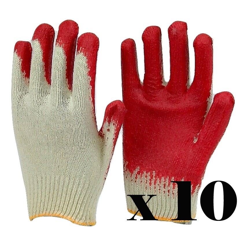 Pack of 10 Wholesale cheap Construction work safety gloves latex rubber