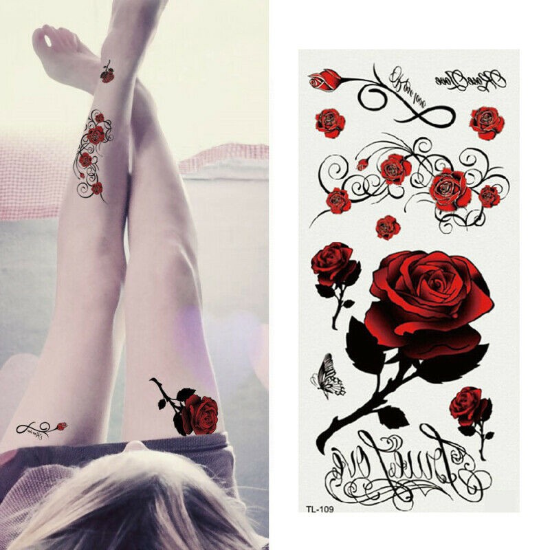 Women Roses Flower Temporary Tattoos Stickers Body Art 3D Tattoo Waterproof  | Shopee Philippines