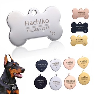 Personalized Stainless Steel Name Engraved ID Tags for Dog Collar Anti-Lost Pet Nameplate Pendant