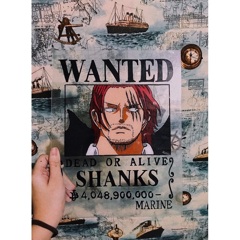 *MANGA ONE PIECE WANTED SHANKS. 1 FREE/1 GRATUIT POSTER A4 PLASTIFIE-LAMINATED 