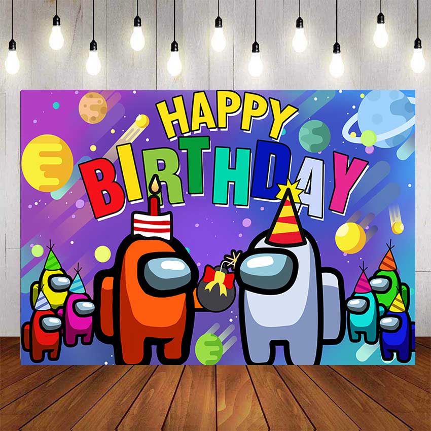 New Design Colorful Among Us Game Birthday Backdrop For Photography ...