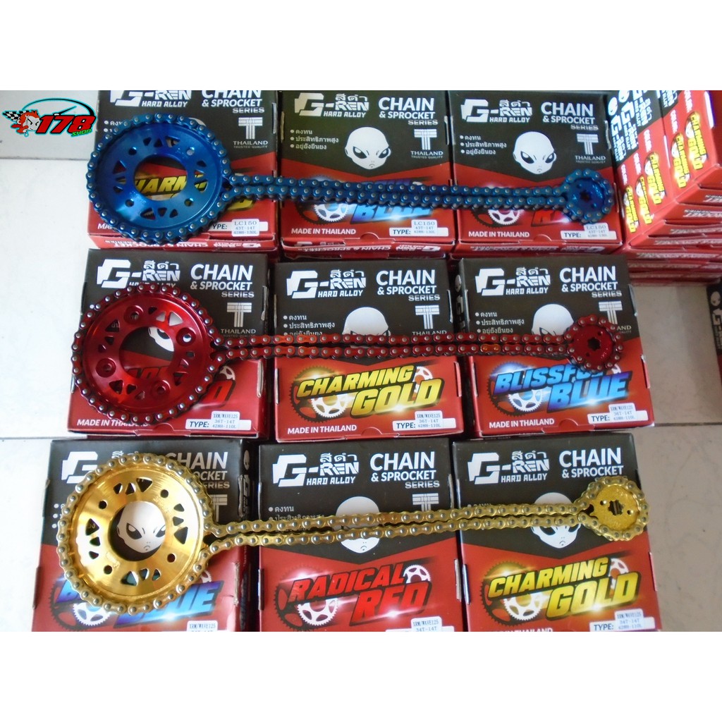 Gren thailand chain sprocket set sniper150 raider150 xrm wave(100thailand made) Shopee
