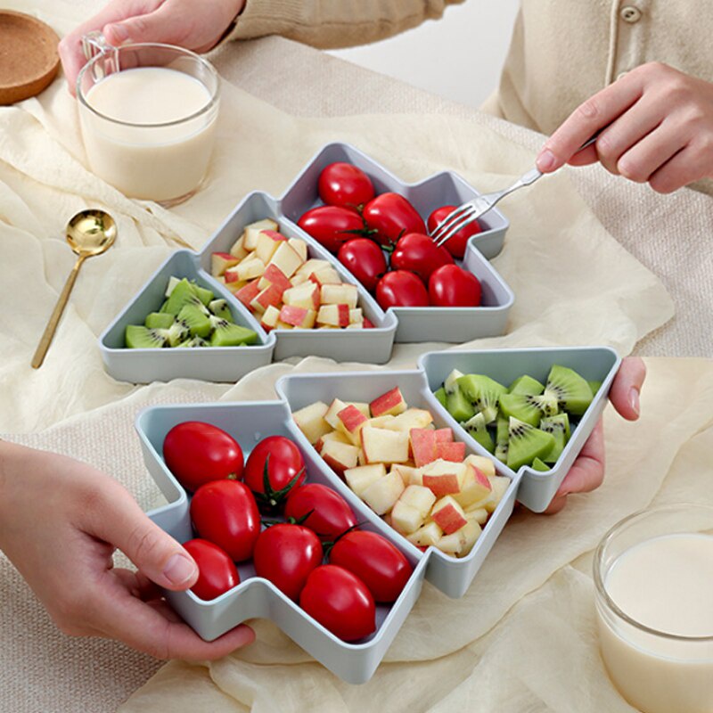 Xmas Fruits Plastic Plates Dishes Bowl Breakfast Tray Home Kitchen Supplies