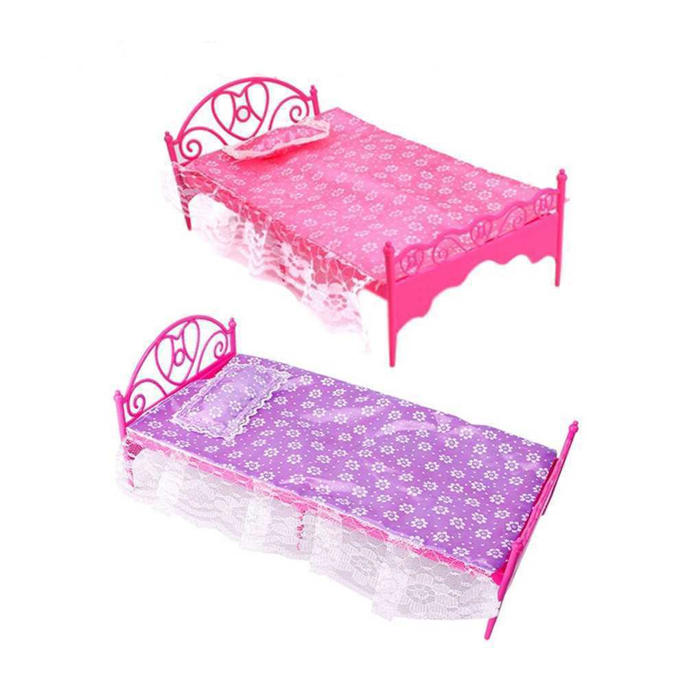 Barbie Doll Bed Dollhouse Furniture For Toy Bedroom Set