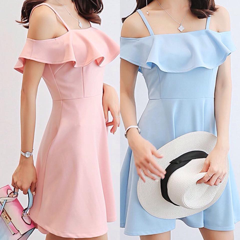 pastel pink off the shoulder dress