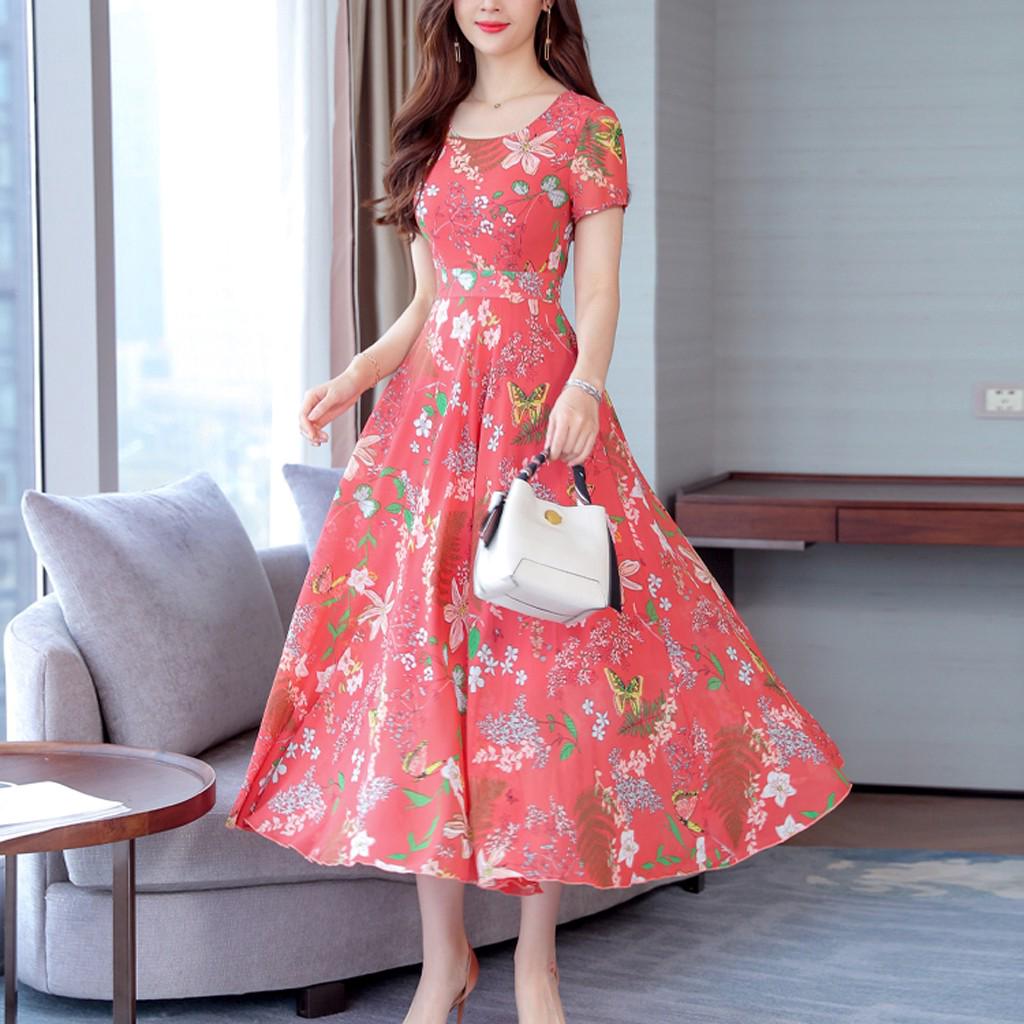 Women Short Sleeve Short Sleeve Floral Print Casual Dress | Shopee