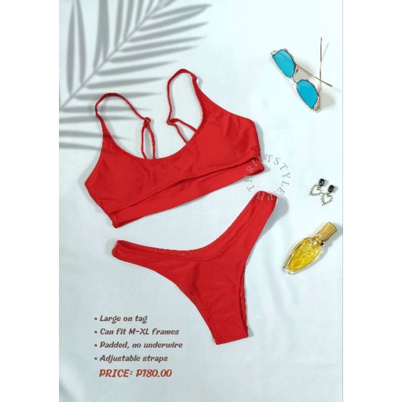Red Cutout Chest Super Highcut Bikini Twopiece Swimsuit Shopee