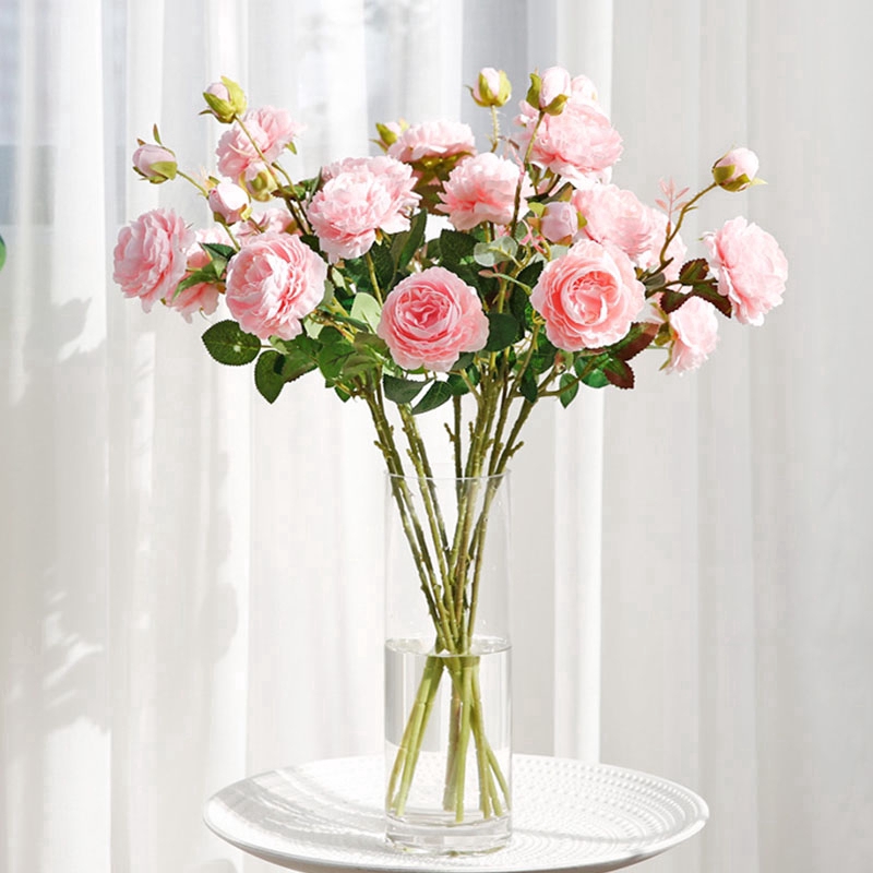 3 Heads Pink White Peonies Silk Flower /Rose Artificial Flowers / silk ...