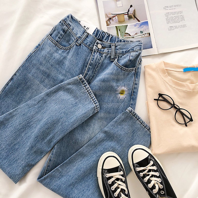 sunflower embroidered jeans