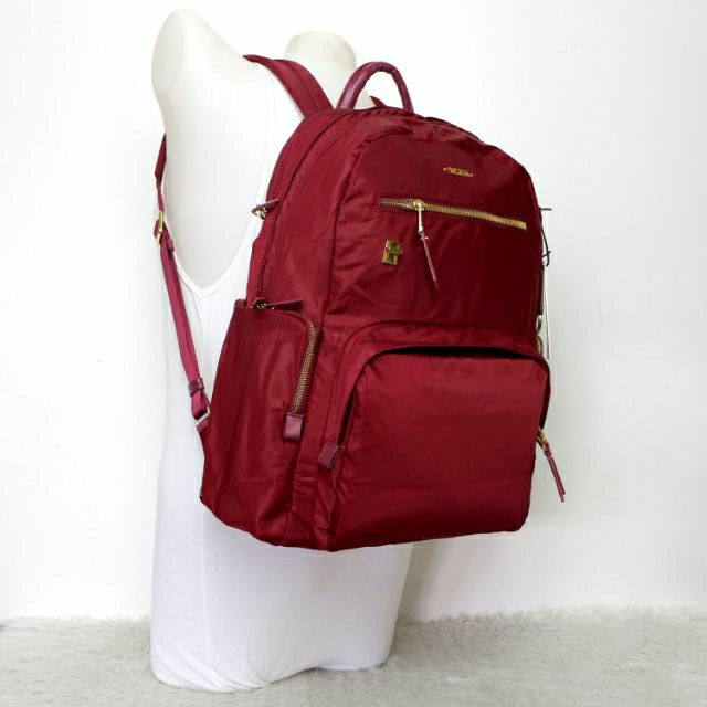 tumi maroon backpack