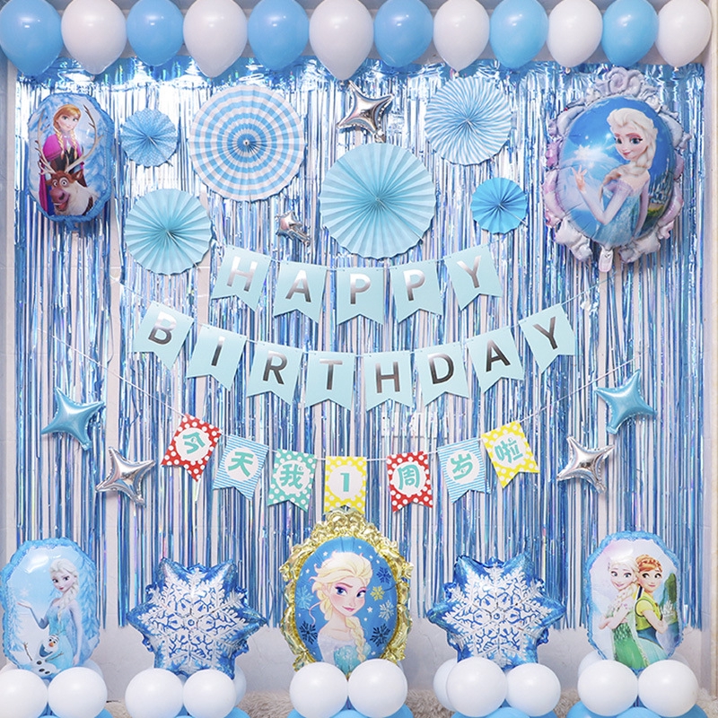 66pcs Set Frozen Theme Party Decorations Kids Birthday Girl Decoration Balloons Banner Tassels Ee Philippines - How To Decorate Balloons In Birthday Party At Home