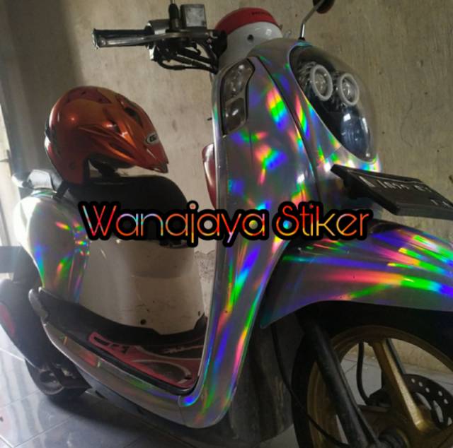 Rainbow Color Motorcycle Scotlet Sticker Black Crome Laser Scotlet Hologram Scotlet Rainbow Sticker Shopee Philippines