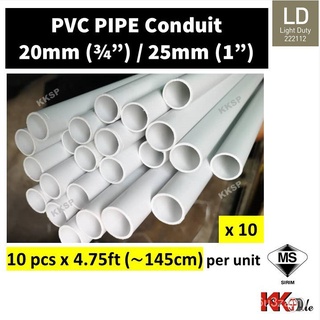 10 pcs x 4.75ft HERO / KANCIL (SIRIM) 20mm / 25mm PVC Pipe HI-Impact Conduit Pipe pvc paip conduit p #1
