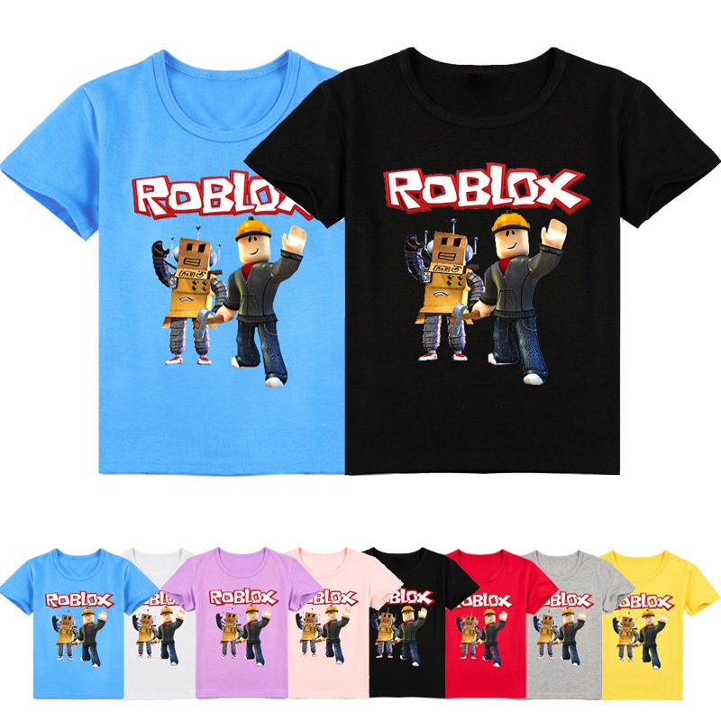 Roblox Cartoon Printed Round Neck Short Sleeve T Shirt Y009 Roblox Shopee Philippines - roblox fat t shirt