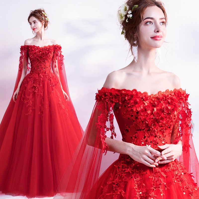 rose red wedding dresses