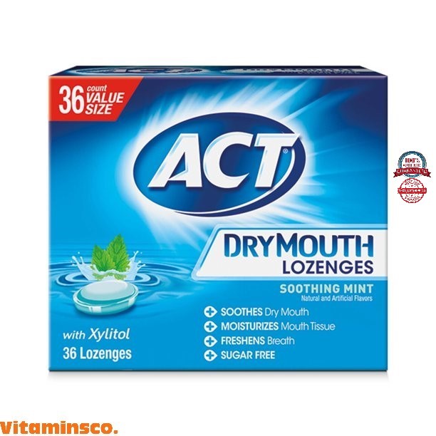 ACT Dry Mouth Lozenges with Xylitol, Soothing Mint (36 count) Shopee