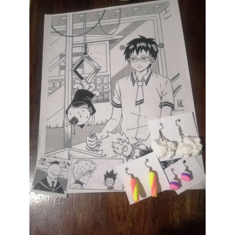 Saiki K Poster And Anime Manga Icons With Marshmallow Candy Stack And Whipped Cream Earrings Shopee Philippines
