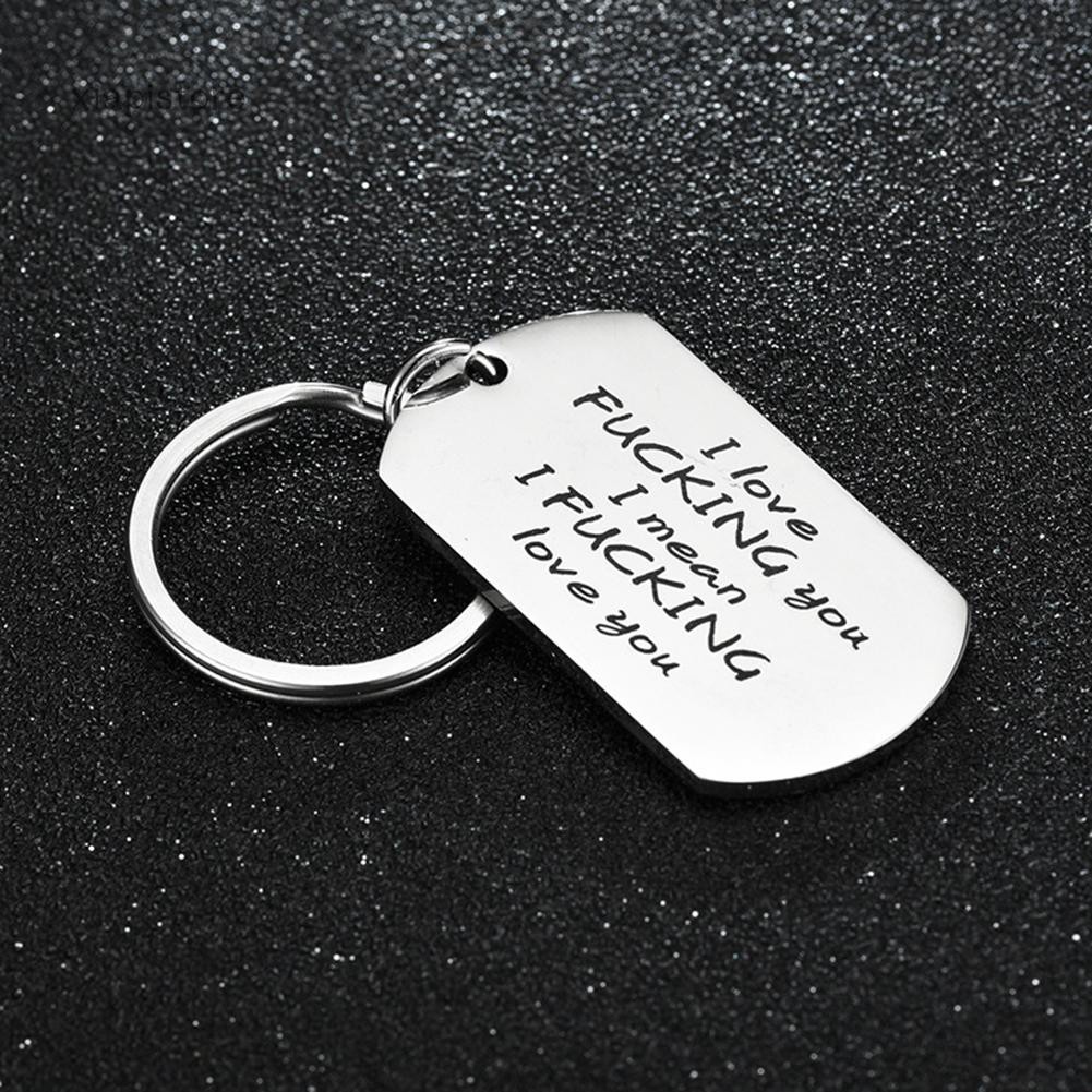 XIAPISTORE Couple Keychain I Fucking Love You Dog Tag Pendant Key Ring Letter Lover Gift #3