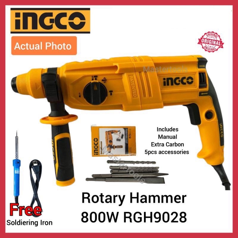 INGCO Rotary Hammer 800W SDS PLUS RGH9028 free soldiering iron | Shopee ...