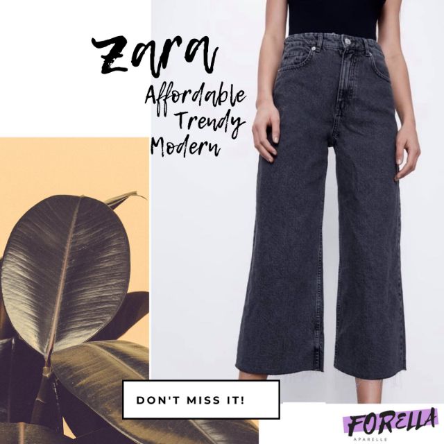 Zara High-waist Denim Culottes/ Wide 