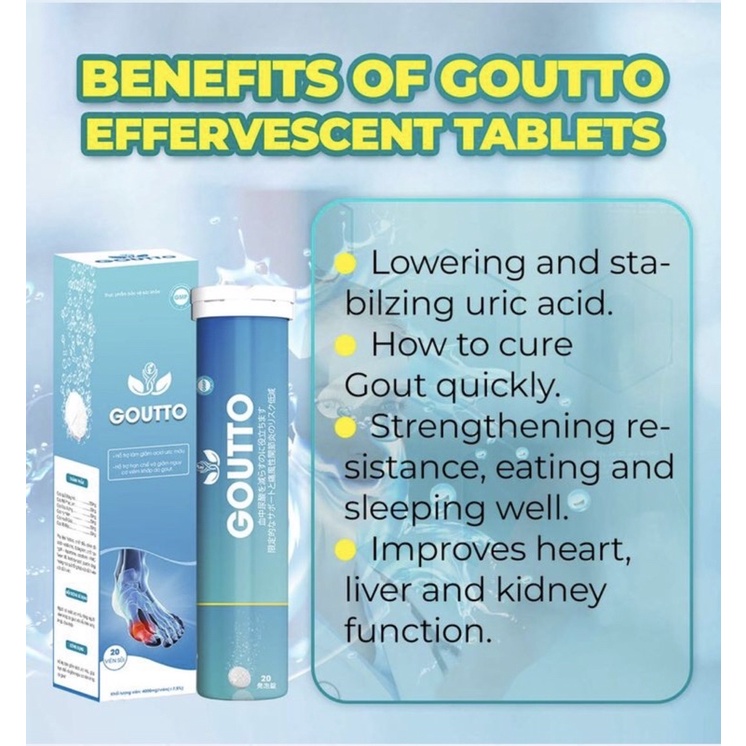 Goutto Effervescent Tablets Japanese Genuine For Gout Arthritis High