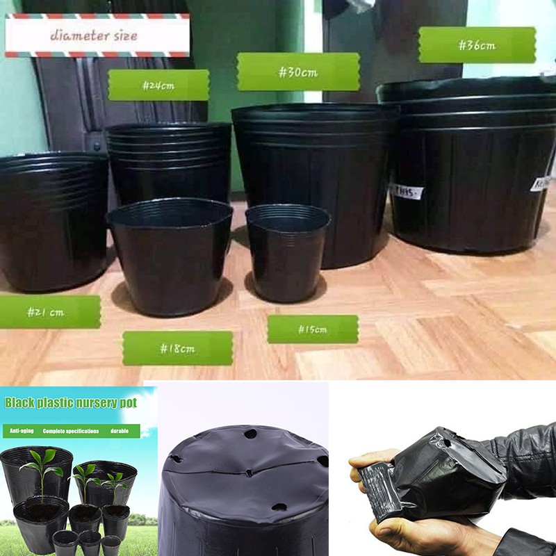 All Size Thicken Soft Black Plastic, Large Round Plastic Pots
