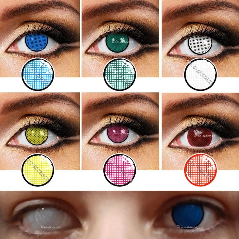 UYAAI 2pcs/pairs Halloween Contact Lenses Colored Mesh Series Cosplay
