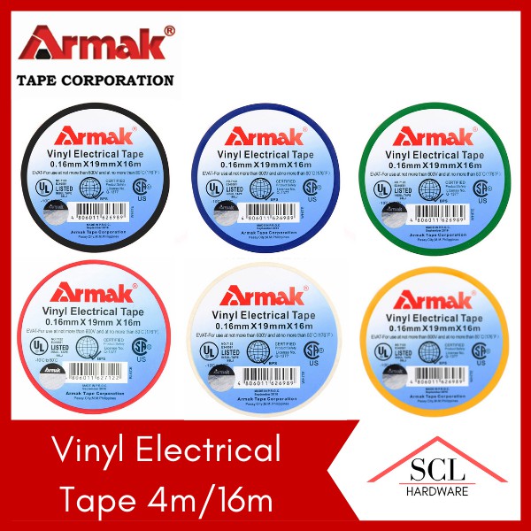 ARMAK Vinyl Electrical Tape 4m or 16m (Different Colors) Shopee