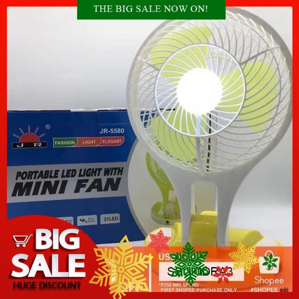 portable led light with mini fan jr 5580