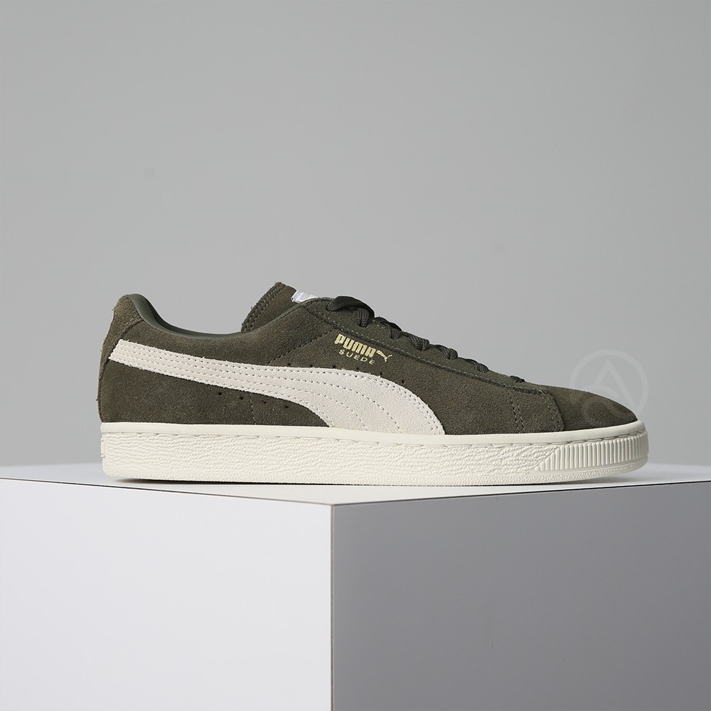 green suede puma shoes