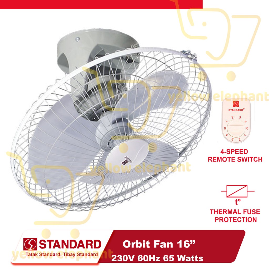 Standard Orbit Ceiling Electric Fan 16 Inches Plastic Blade 4 Speed