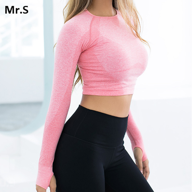 long sleeve crop running top
