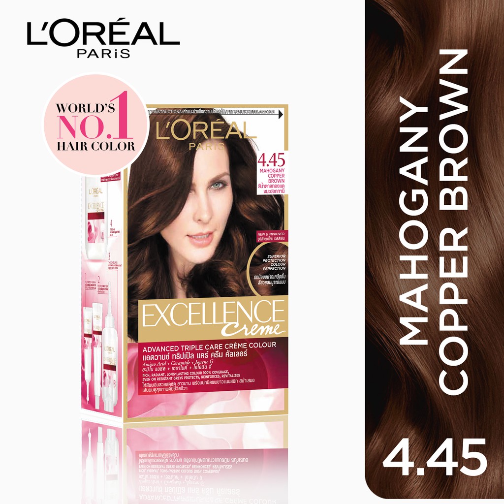 Loreal Excellence Hair Creme 4 45 Mahogany Copper Brown