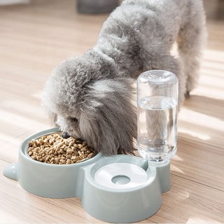 High Quality (Dog) Cat Head Design 2in1 Pet Feeder Stainless Steel Bowl w Automatic Water Dispenser