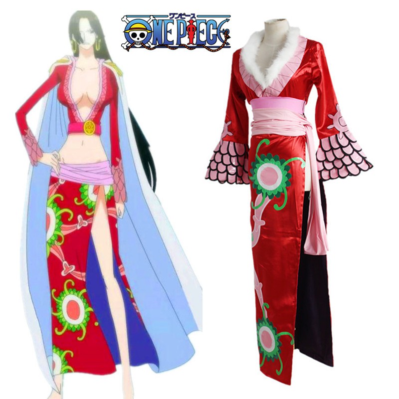 Anime One Piece Boa Hancock Cosplay Costume Kimono Suit Dress Cape Long