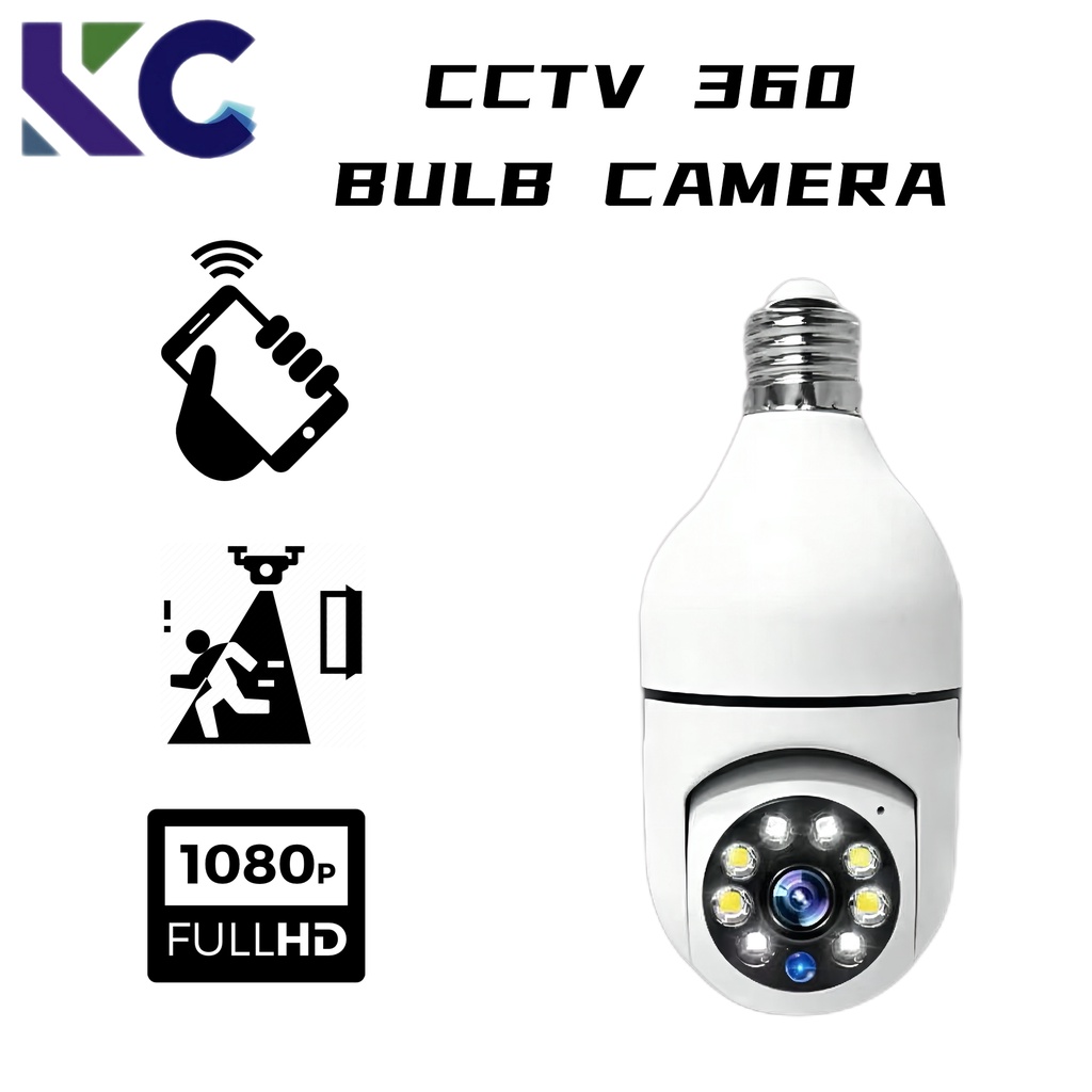 KC G4S CCTV Bulb Camera 360 Panoramic CCTV Camera Wifi Connect to