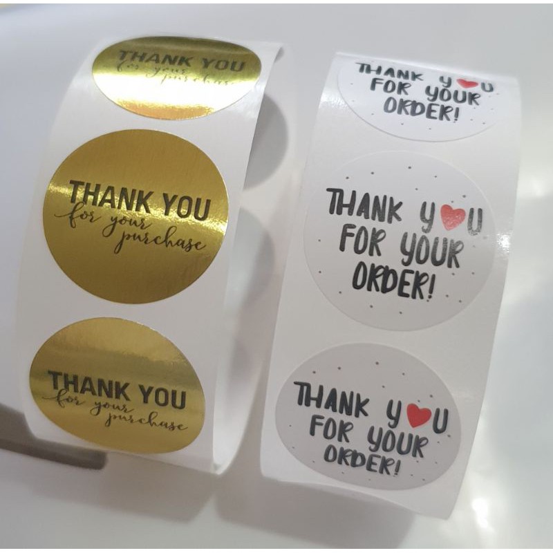 Thank you sticker gold and white | Shopee Philippines