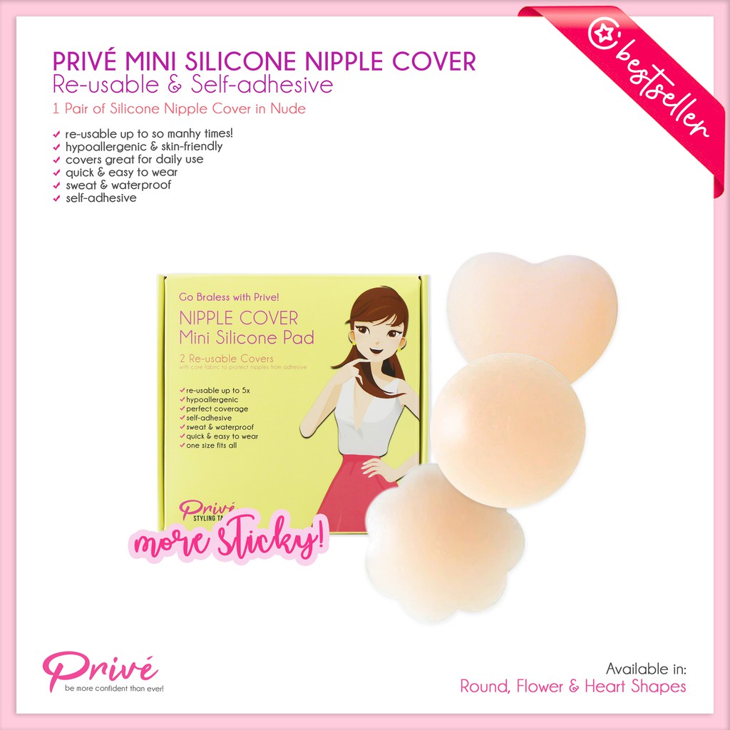 PRIVE Mini Silicone Re-usable Nipple Cover in Nude Shade Washable Nipple Pasties Everyday
