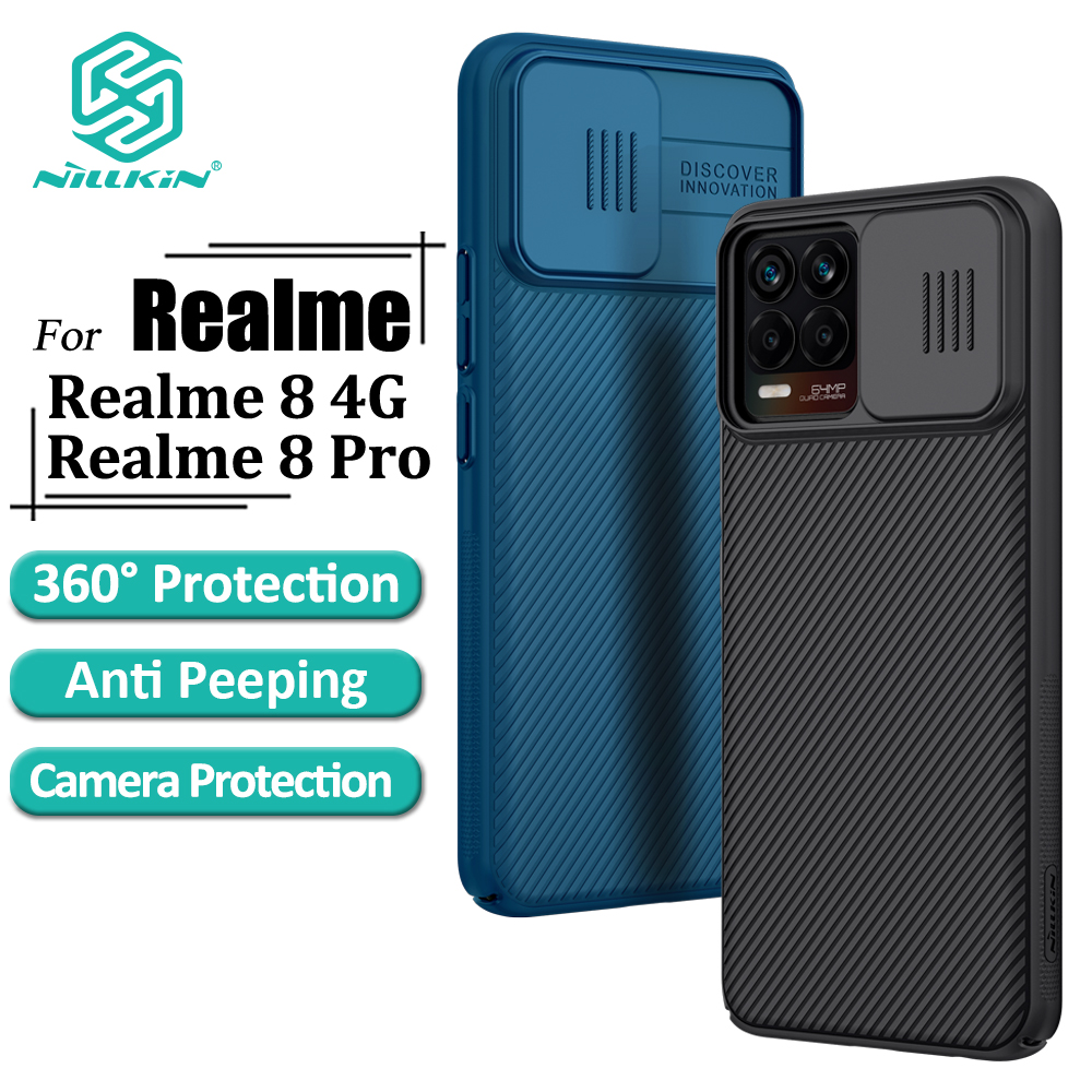 Nillkin Luxury Hard Pc Phone Case Realme 8 4g Realme 8 Pro Case Camshield With Camera Slide 4490