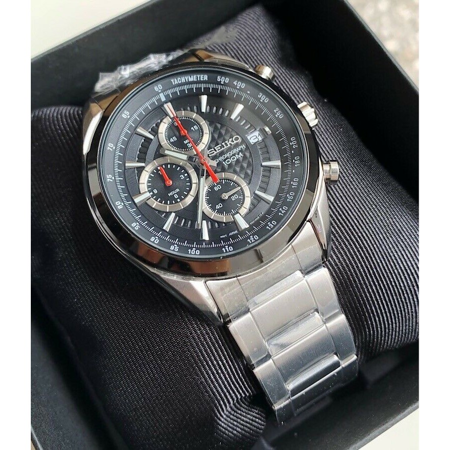 BNEW AUTHENTIC Seiko Watch SSB201P1 Chronograph Black Dial Silver | Shopee  Philippines