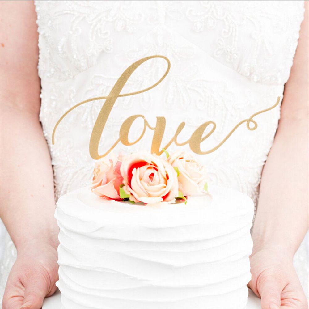 LOVE Cake Topper Sparkle Glitter Gold Wedding Decorating Engagement Party WBCA 