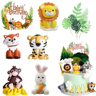 Animal Cake Topper Cake Decor Safari Jungle Animals Cupcake Toppers Baby Shower Birthday Party Wild Forest Favors