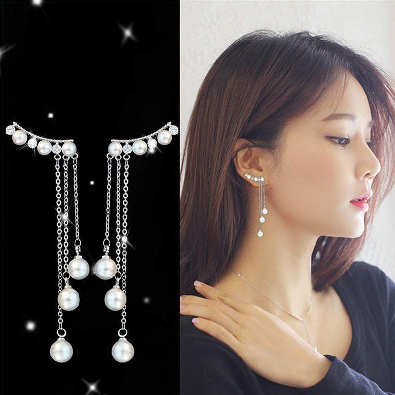 HW Women Pearl Dangle Earrings Tassel Ear Stud Jewelry Shopee Philippines