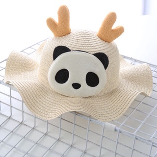 #G Cute Baby Hat Straw With Wave Panda Sun Hats Cap Gift For Kids #1