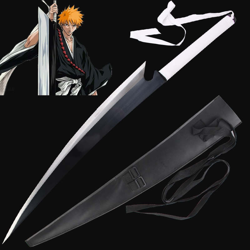 For Bleach Anime Zangetsu Kurosaki Ichigo Sword Dual Wield Blade Real ...