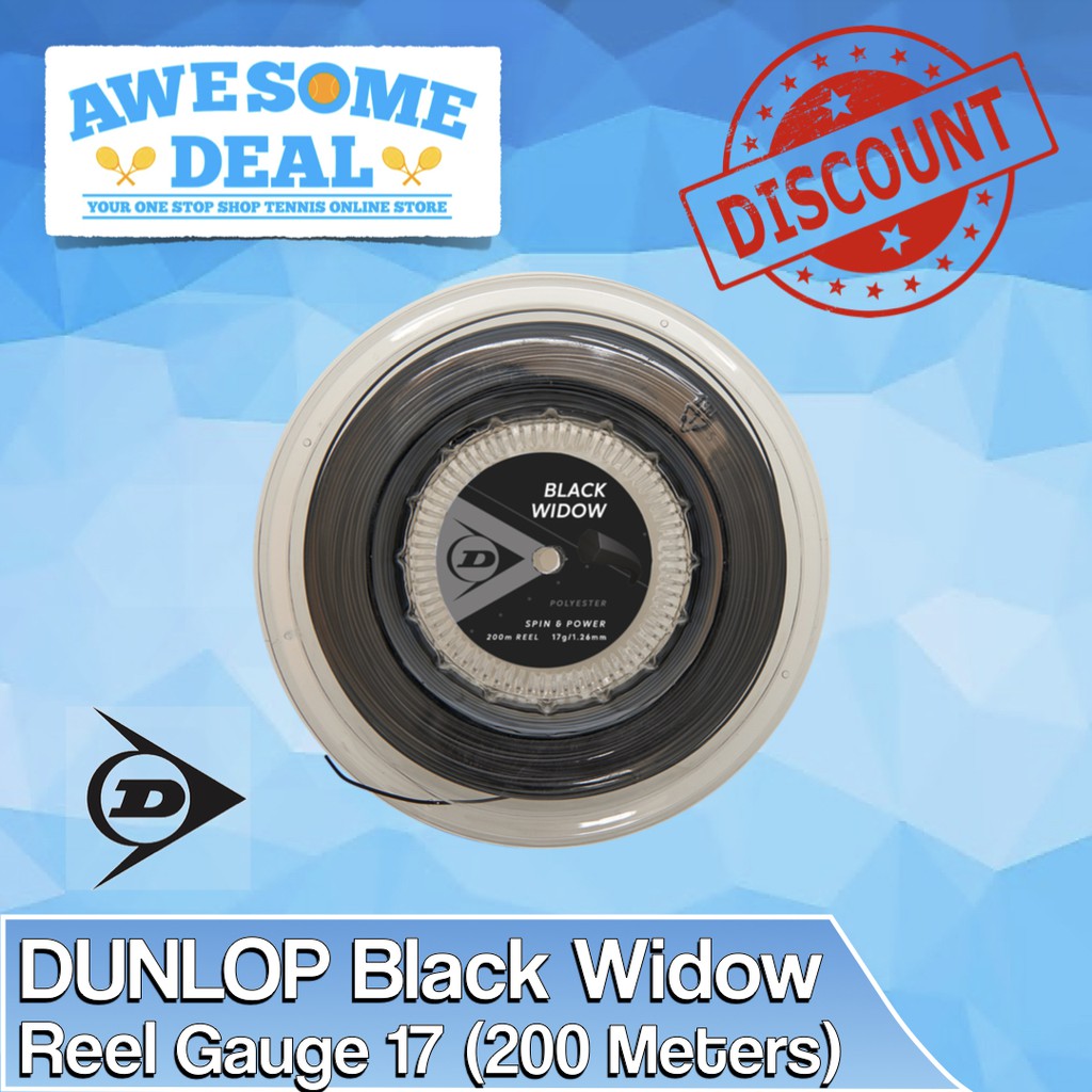 Details about   Dunlop Black Widow 17 G Tennis String Authorized Dealer w/ Warranty Black 