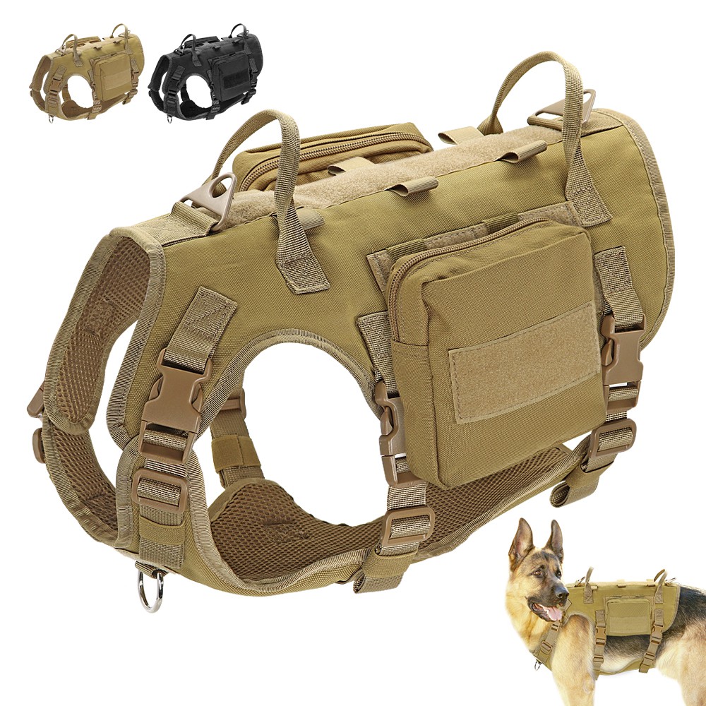 Military Dog Tactical Harness With Pouches MOLLE No Pull Vest