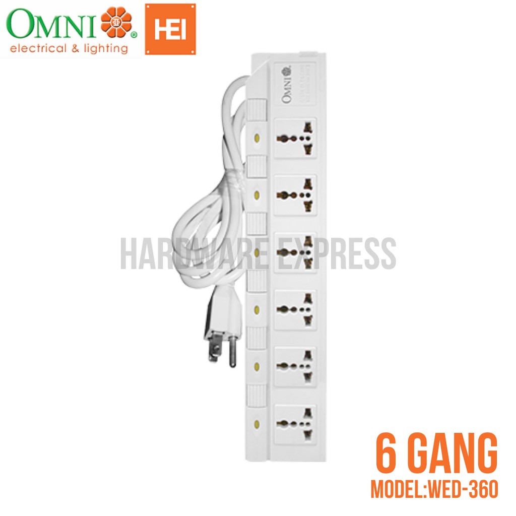 Omni Extension Cord Set With Individual Switches 4 5 6 Gang Wed 340 Wed 350 Wed 360 Shopee Philippines