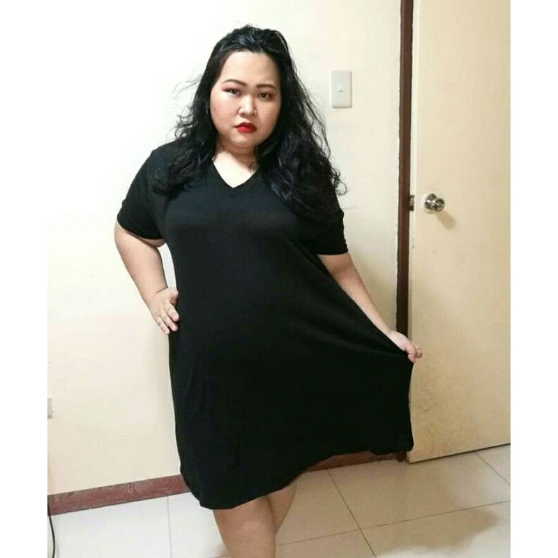 koncept underjordisk udskiftelig 5XL- 7XL Black Simple tshirt Dress (Plus size) / Vneck tshirt dress /  cotton dress ll | Shopee Philippines