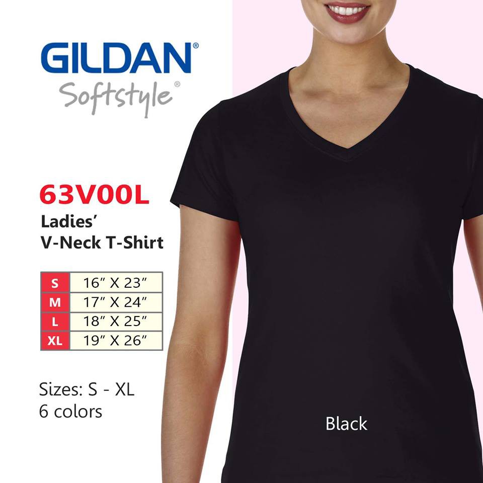 Gildan® Ladies V-Neck T-Shirt Black | Shopee Philippines